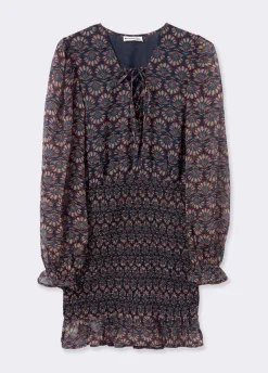Vestido Engomado Com Estampado Indio