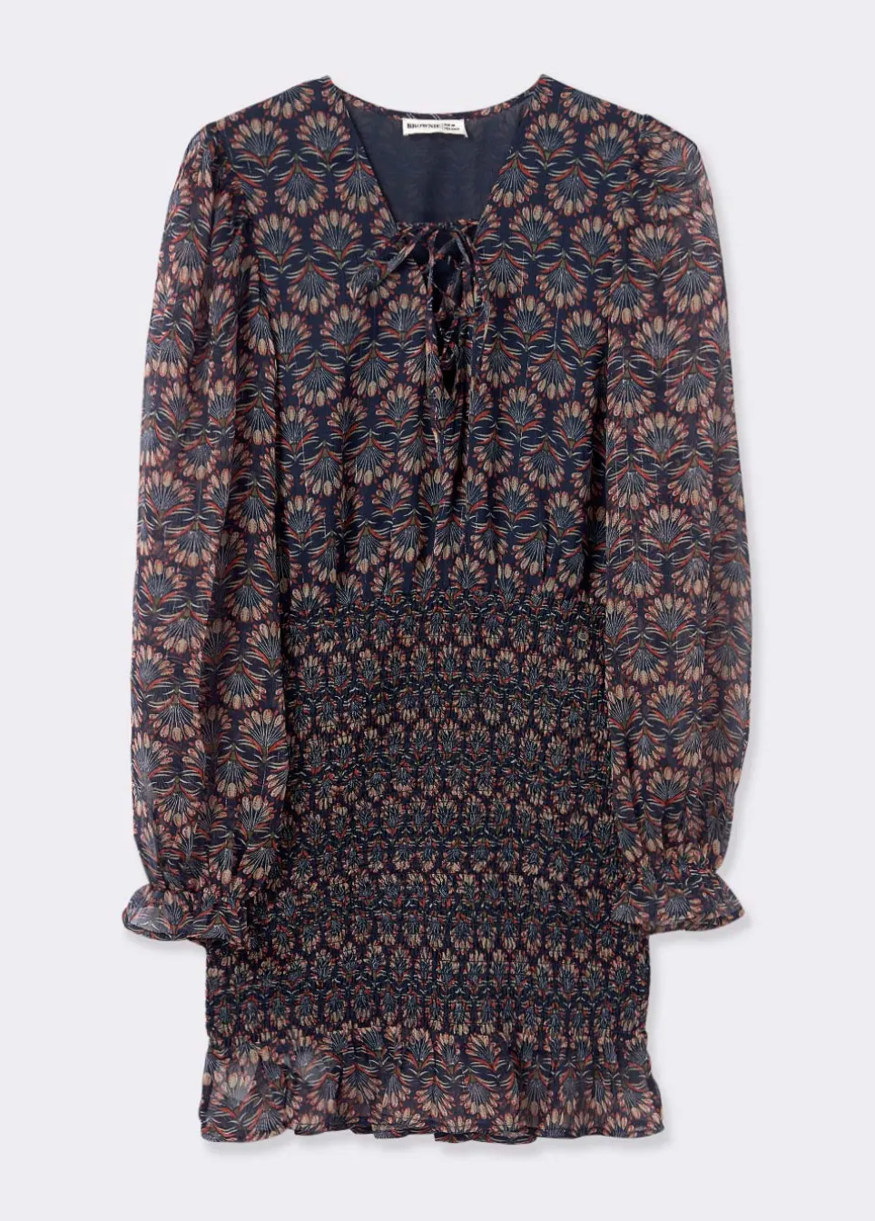 Vestido Engomado Com Estampado Indio