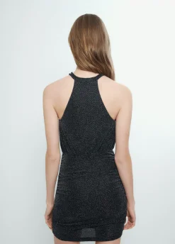 Vestido Halter Tecido Metalizado
