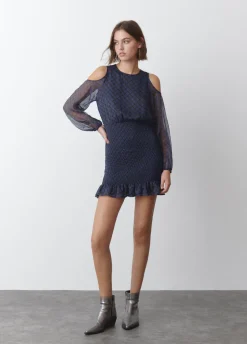 Vestido Ombros Cut Out Saia Smock