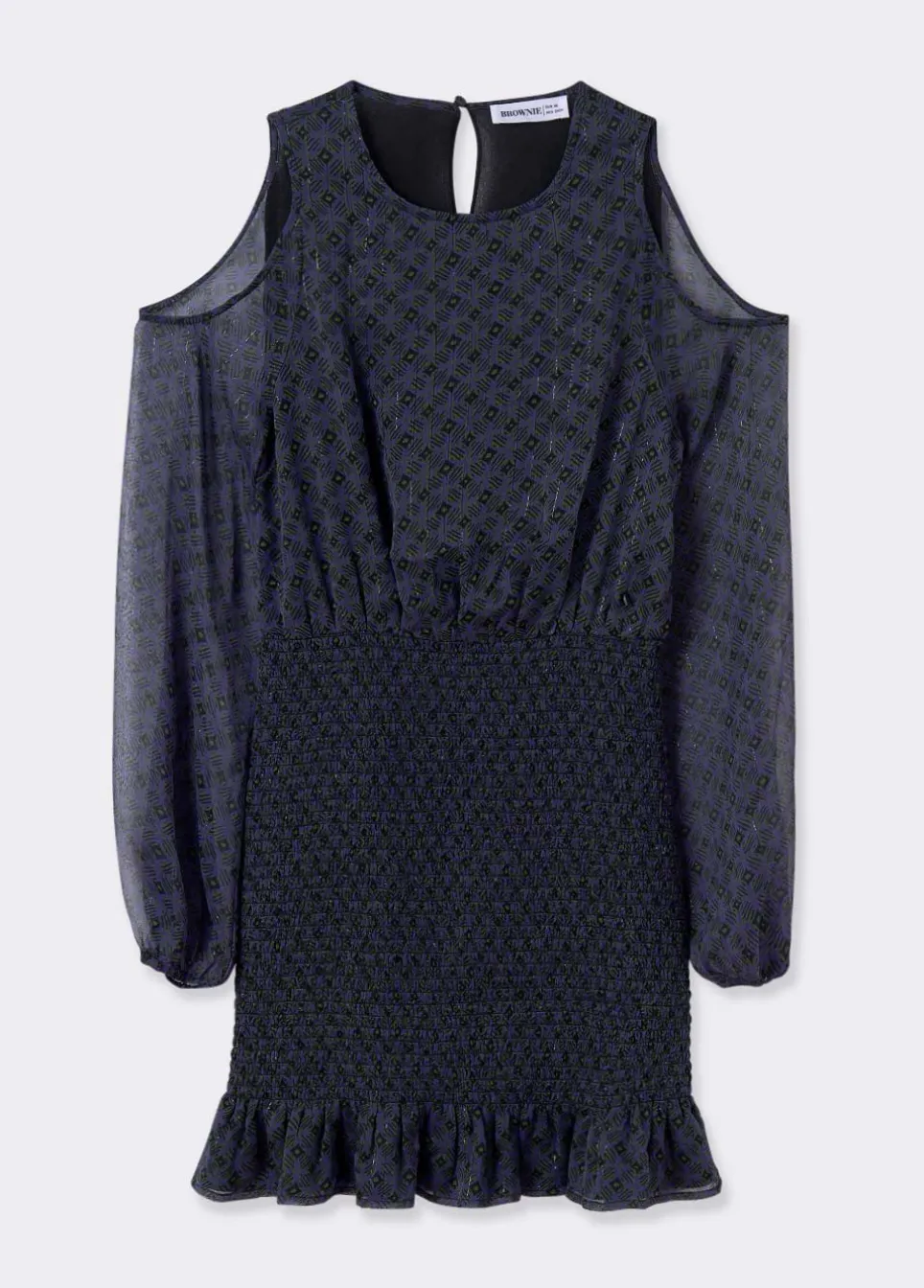 Vestido Ombros Cut Out Saia Smock