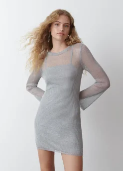 Vestido Rendilhado Fio Metaliz