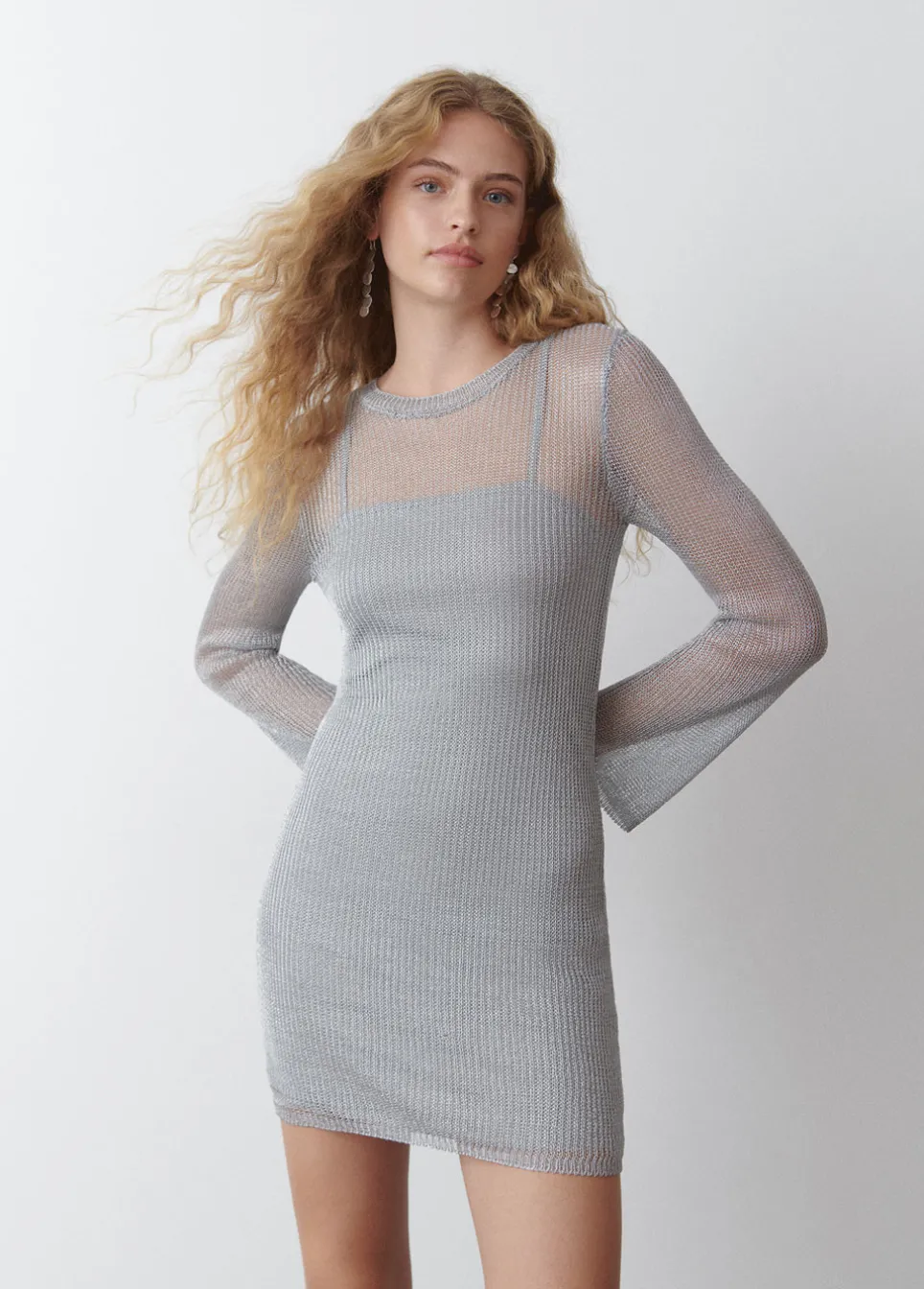 Vestido Rendilhado Fio Metaliz