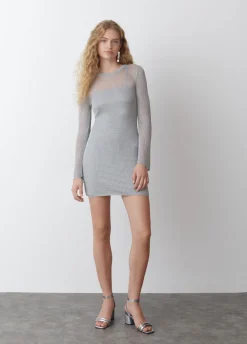 Vestido Rendilhado Fio Metaliz