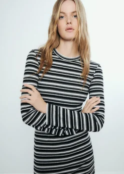 Vestido Riscas Manga Comprida