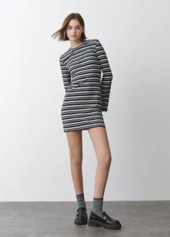 Vestido Riscas Manga Comprida