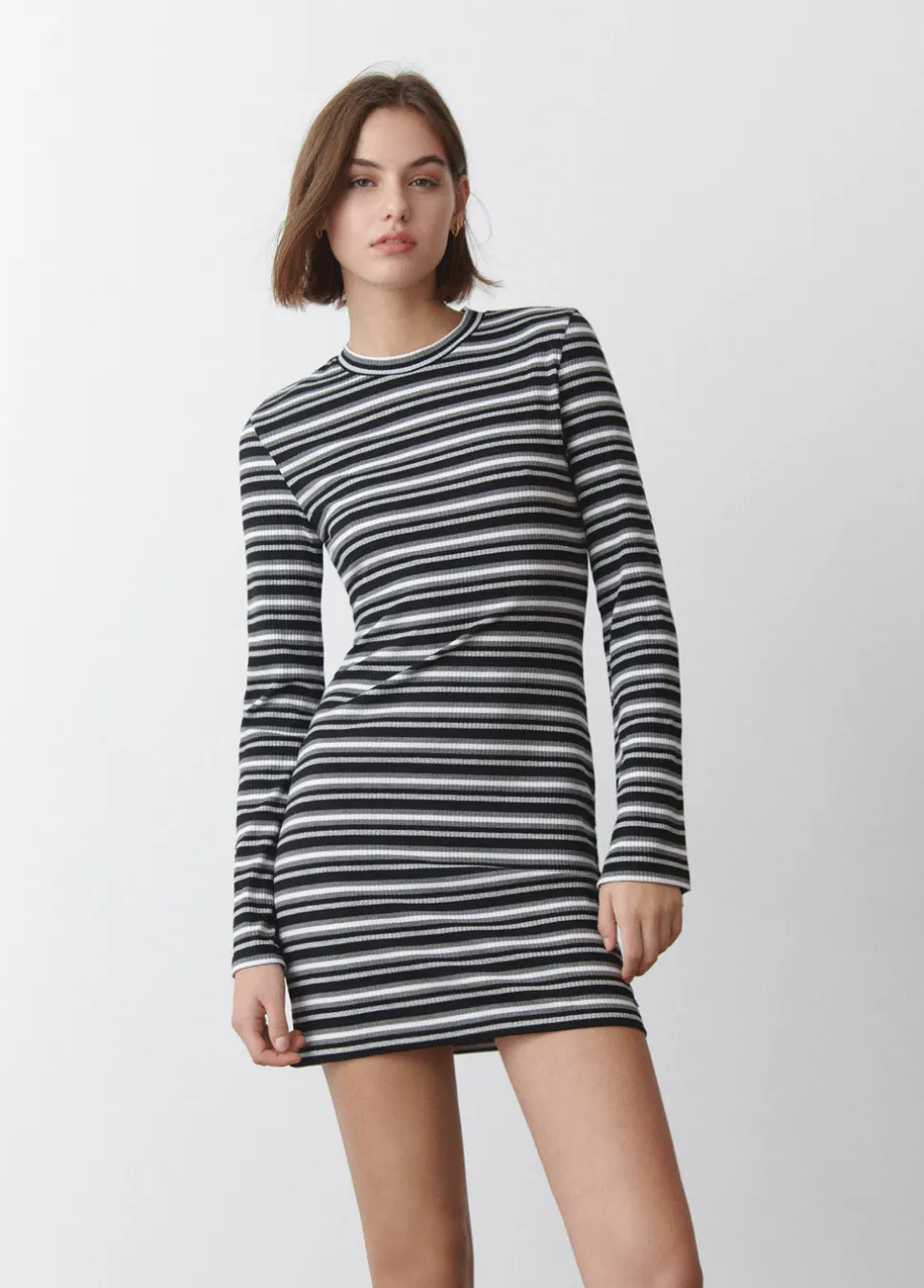 Vestido Riscas Manga Comprida