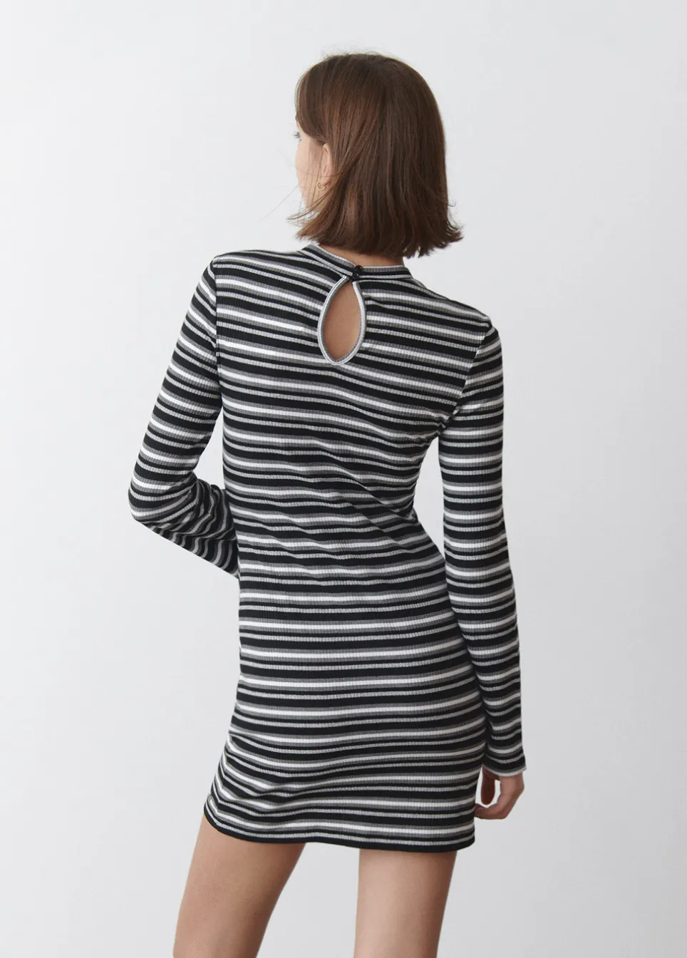 Vestido Riscas Manga Comprida